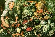 Joachim Beuckelaer Market Woman with Fruits, Vegetables and Poultry painting